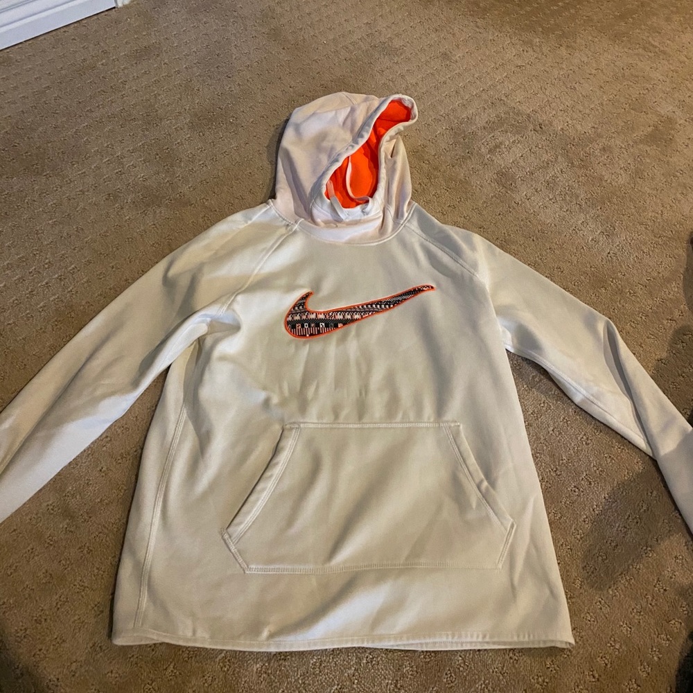 Pink and white Nike hoodie